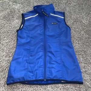 Louis Garneau Women’s Blue Outdoor Vest Wind Breaker Zip Reflective Size Medium‎